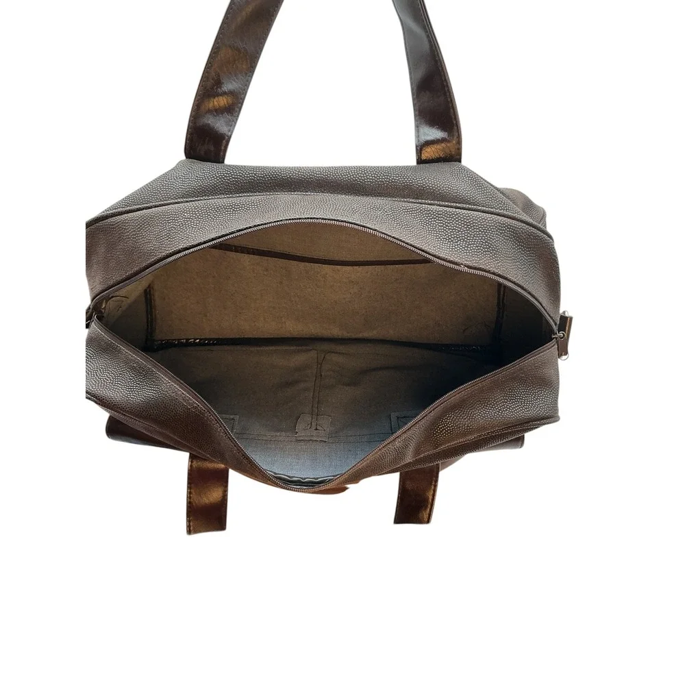 Lagerfeld‎ Mens Brown Textured Pebble Duffel Bag Weekend Travel Carry On